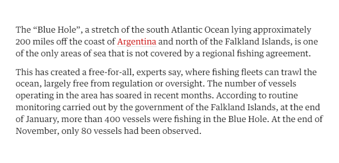 Falkland Islands dispute is causing fishing 'free-for-all' in nearby Blue Hole theguardian.com/environment/20… by <a href="/BySamMeadows/">Sam Meadows</a> #overfishing #biodiversity