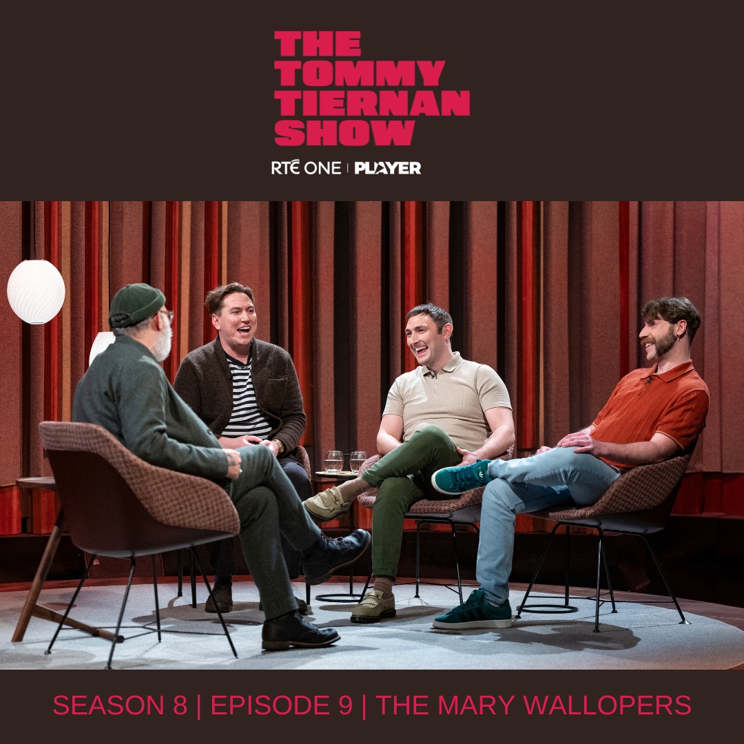 Tommy’s first guests tonight on ‘The Tommy Tiernan Show’ are Charles Hendy, Andrew Hendy, and Sean McKenna, musicians and members of The Mary Wallopers @marywallopers 📺 Watch live now on @RTEOne or on the @RTEplayer rte.ie/player/onnow #TommyTiernanShow