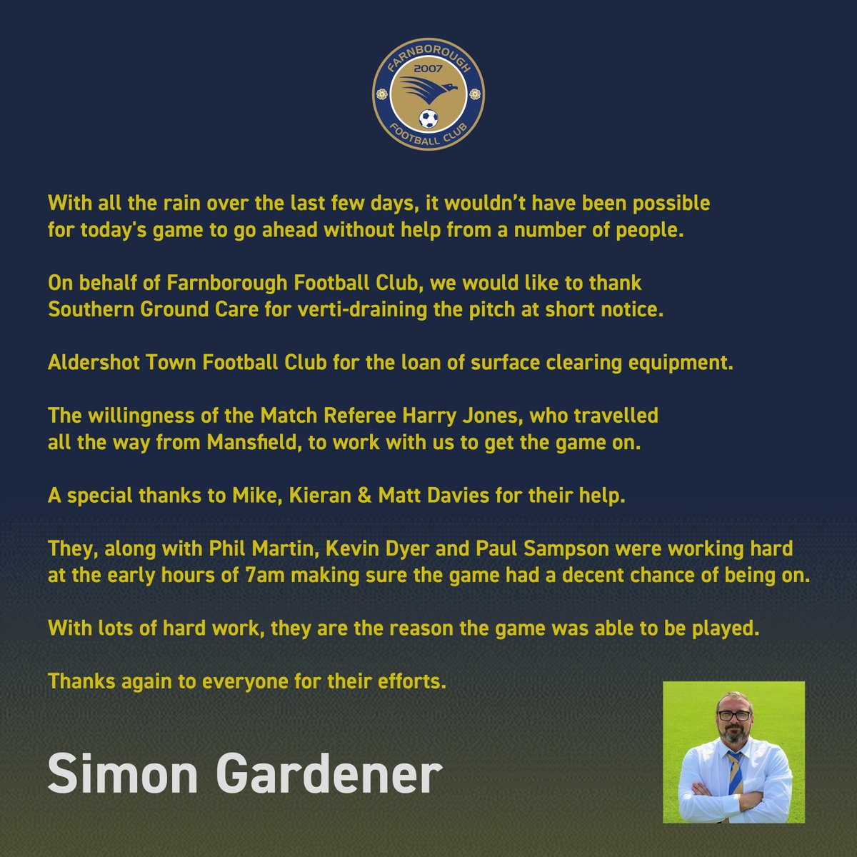 A thank you message, from the Chairman 🙏