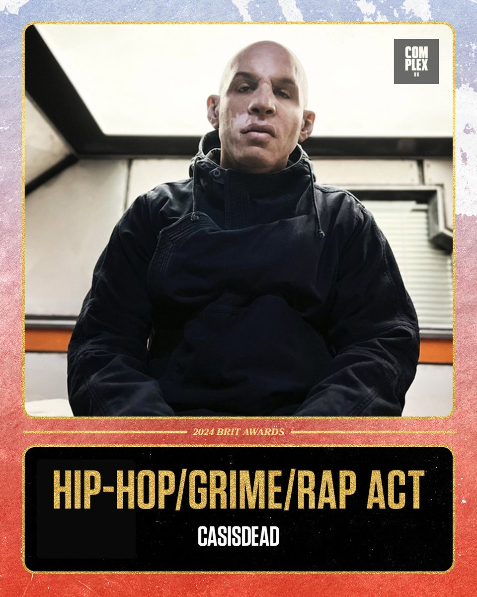 complex_uk's tweet image. CASISDEAD wins &apos;Best Hip Hop/Grime/Rap Act&apos; at the #BRITs 🏆