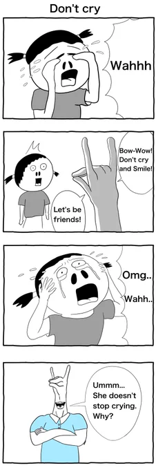 #4コマ漫画 #英語勉強 4コマ漫画「Don't cry」 