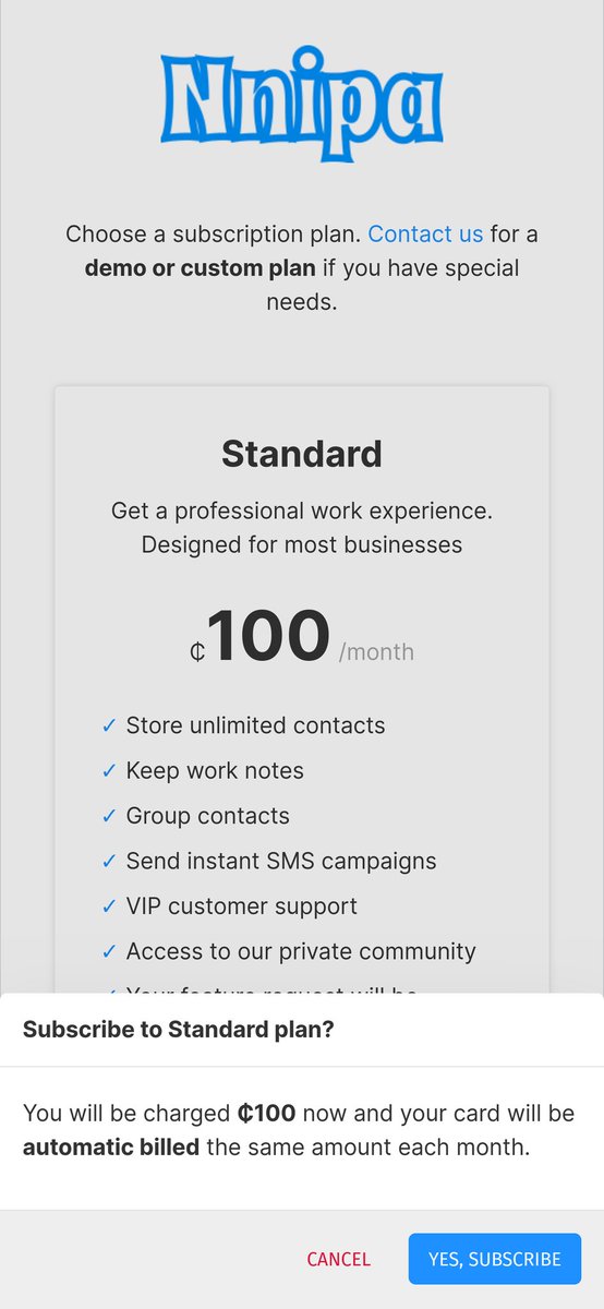I haven't posted recently but I've been hard at work building the subscription feature for Nnipa. Will share more soon but users will soon be able to subscribe to standard plan and make payment or opt for a free plan with limits. 

User onboarding is also coming!