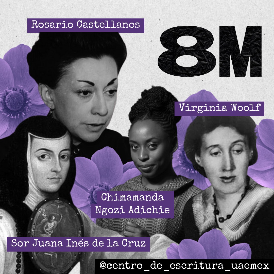 🪻Este #8M recordamos a grandes escritoras: #RosarioCastellanos, #SorJuanaInés, #VirginiaWoolf y #ChimamandaNgoziAdichie. Cada una ha iluminado el camino hacia la igualdad de género y el empoderamiento femenino. Su legado nos inspira a seguir luchando por un mundo más justo. ✍✍️