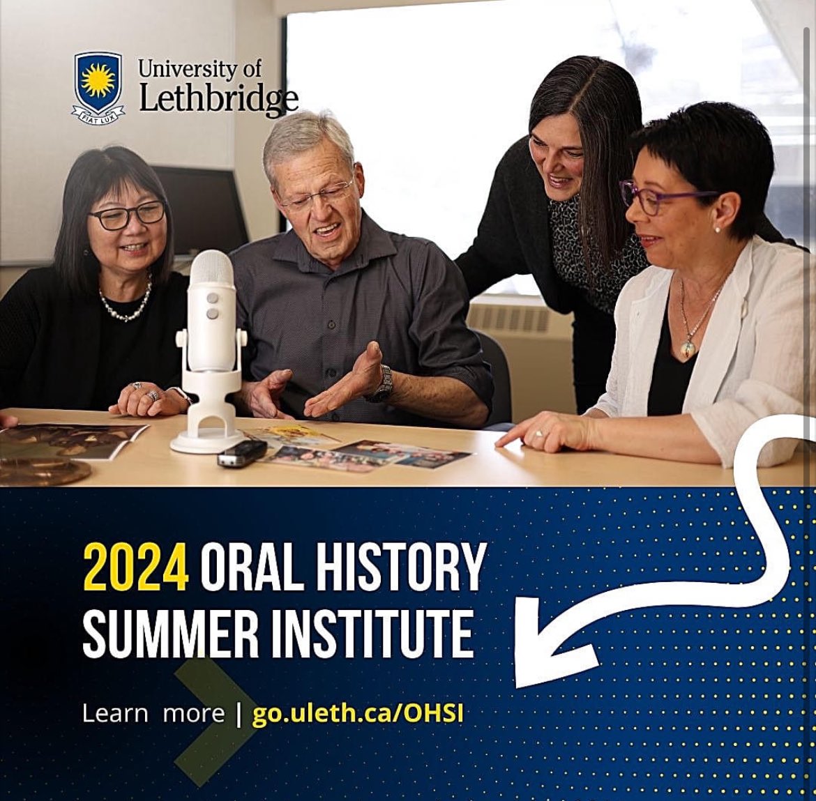 Registration for the 2024 Oral History Summer Institute opens March 18, 2024. Learn more: go.uleth.ca/OHSI 
#oralhistory Join us for this exciting 6-week workshop! <a href="/oralhistory/">Oral History Association</a> <a href="/OralHistorySoc/">Oral History Society</a>