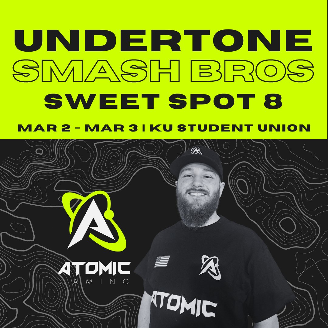 AtomicGamingUS's tweet image. Atomic's very own @Undertone_KC is participating in the Sweet Spot 8 Smash Bros Event!
🎮Smash Bros Ultimate
⏰6:00 PM CST
📺start.gg/tournament/swe…