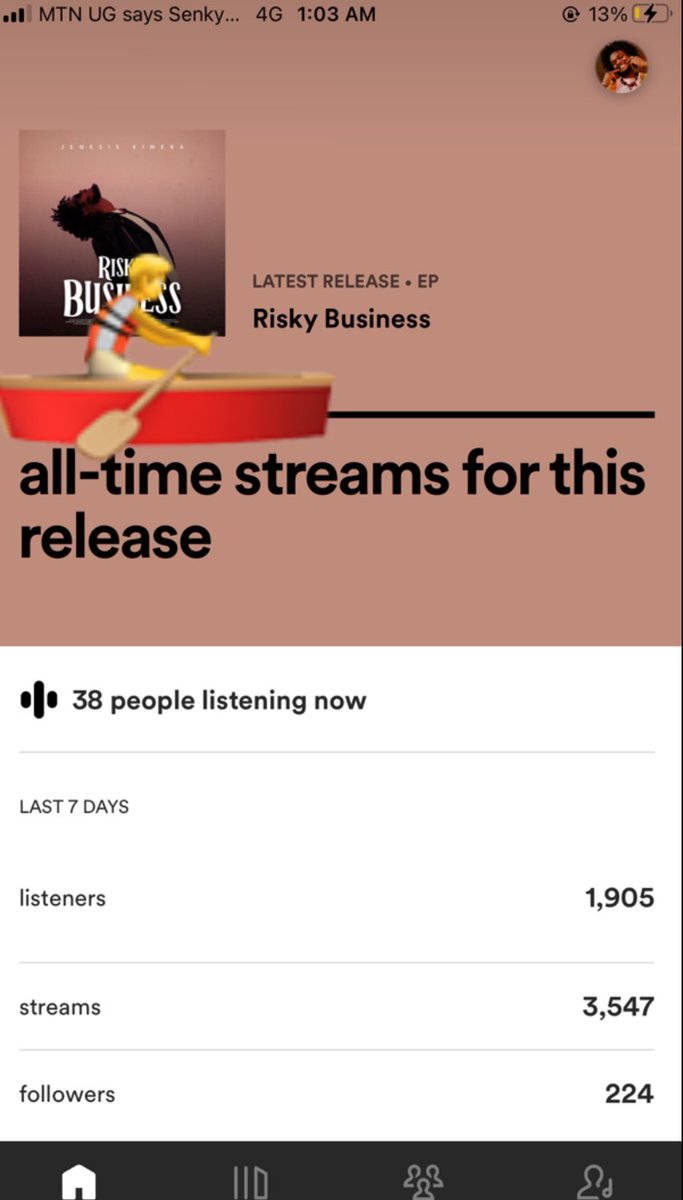 OrijinalJenesis's tweet photo. Love❤️and blessings🙏🏿to all the THIRTY EIGHT (38) listeners Tapping the Sound right about now✨🤝🥇 at 1:14am. #maaaaad #RiskyBusiness #OutandBad
https://t.co/HPsCBjoFQE https://t.co/0CXRZAQZJ2