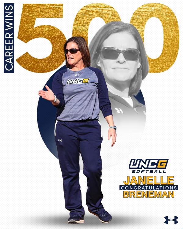 And with the 6-2 win over Elon, we would like to send a very special congratulations to Head Coach @coachbreneman on winning her 500th career win! 🎊 We look forward to many more! 🥎 #letsgoG