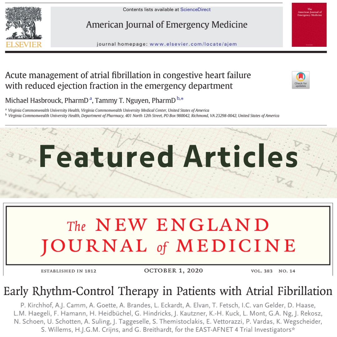 Our next #NYEMSC #JournalClub is on March 6 @ 11:30am EST - join us to learn more about a fib management in the #EmergencyMedicine setting!