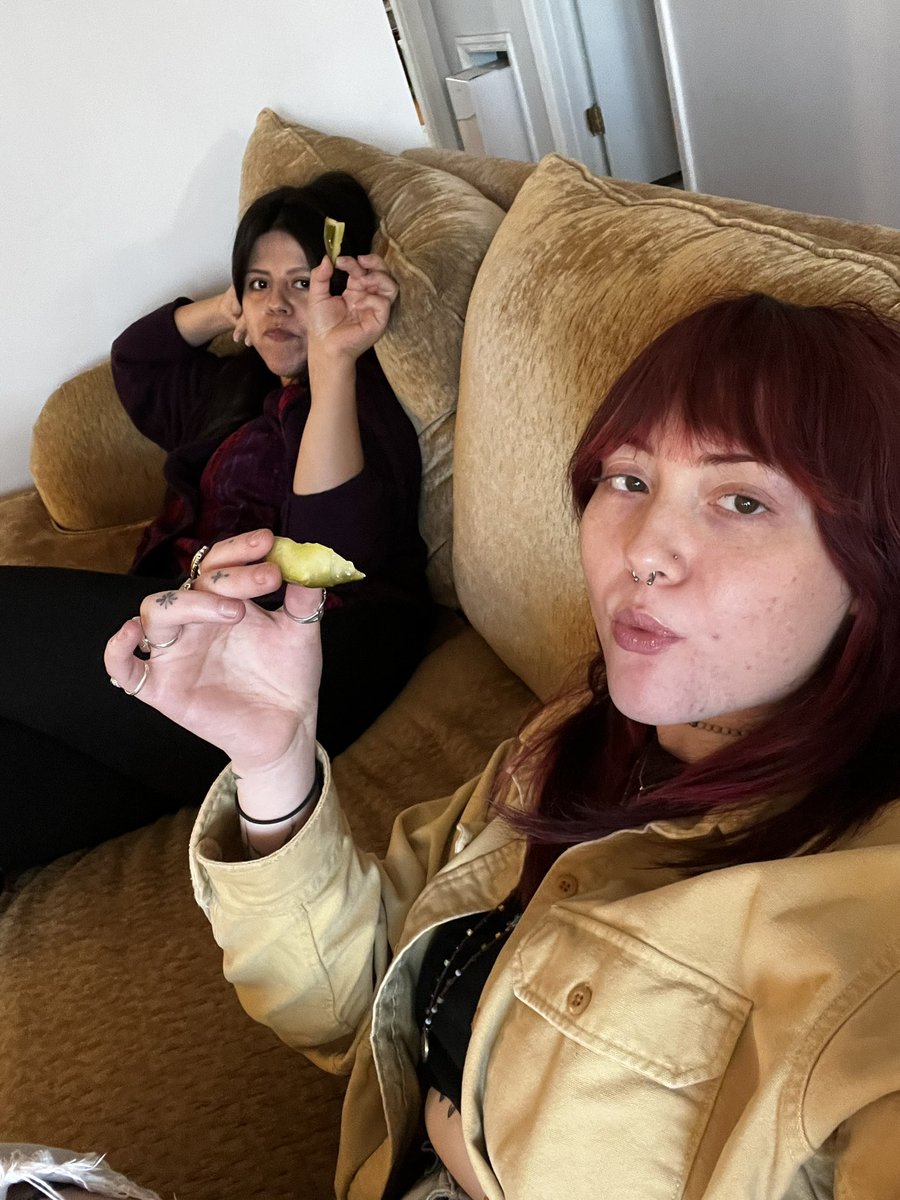 Just pau and I on the couch eating a pickle
