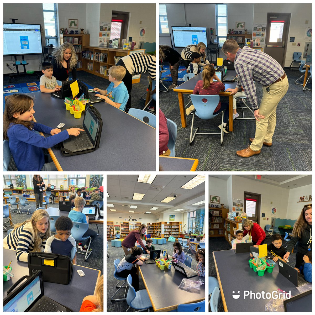 Teamwork in the library <a href="/MalibuESVB/">Malibu Elementary</a> teaching students how to use Abobe Express!
<a href="/CJScarcelli/">Courtney Scarcelli</a> <a href="/cwhinsch/">Charlie Hinsch</a> <a href="/ITSMalibuSurfer/">Mrs. Dana Hand</a> <a href="/Miss_McNulty17/">Caroline McNulty</a> <a href="/msnehlen/">Emma Nehlen</a> <a href="/krm3a1217/">Krystal Mason</a> <a href="/SiverioNsecond/">Amy Siverio</a>