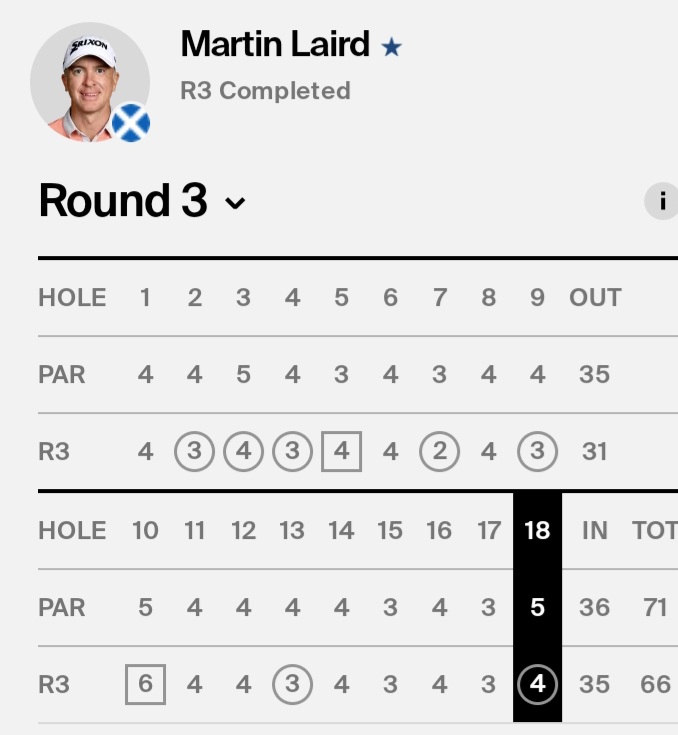 dadbegg's tweet photo. For second week in a row it's great to have a #Scot in the mix going into the final round of a #PGATour event. This time it's #MartinLaird who is T4 three behind a triple tie for top spot, with Ireland's Shane Lowry, England's David Skinns & American Austin Eckroat out in front. https://t.co/L3JEICLAZr