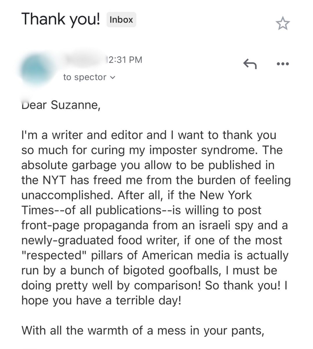 This email to The New York Times made my day.
