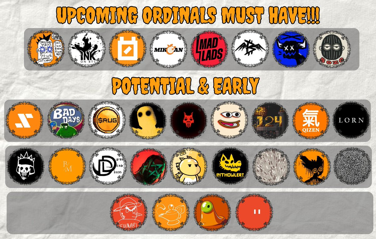 GM/GN Web3 Fam 🫡 Get ready for upcoming ordinals that must-have, potential & early #Bitcoin ! 🔶Don't miss out on the opportunity to explore ordinals projects starting now. Begin gathering them all immediately!🔶 🟠MUST HAVE- COOK! 🔸@OrdinalMaxiBiz 🔸 @inkonbtc 🔸