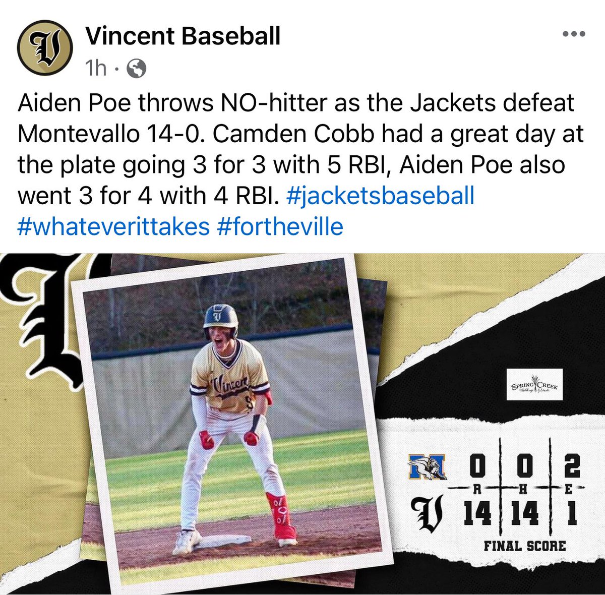 camden cobb (@camdencobb) on Twitter photo Another good day of baseball! <a href="/CrosBrosRecruit/">CrosBros Recruits</a> <a href="/VMHSJacketsBB/">Vincent Yellowjackets Baseball</a> @PBR_Uncommitted Another good day of baseball! <a href="/CrosBrosRecruit/">CrosBros Recruits</a> <a href="/VMHSJacketsBB/">Vincent Yellowjackets Baseball</a> @PBR_Uncommitted