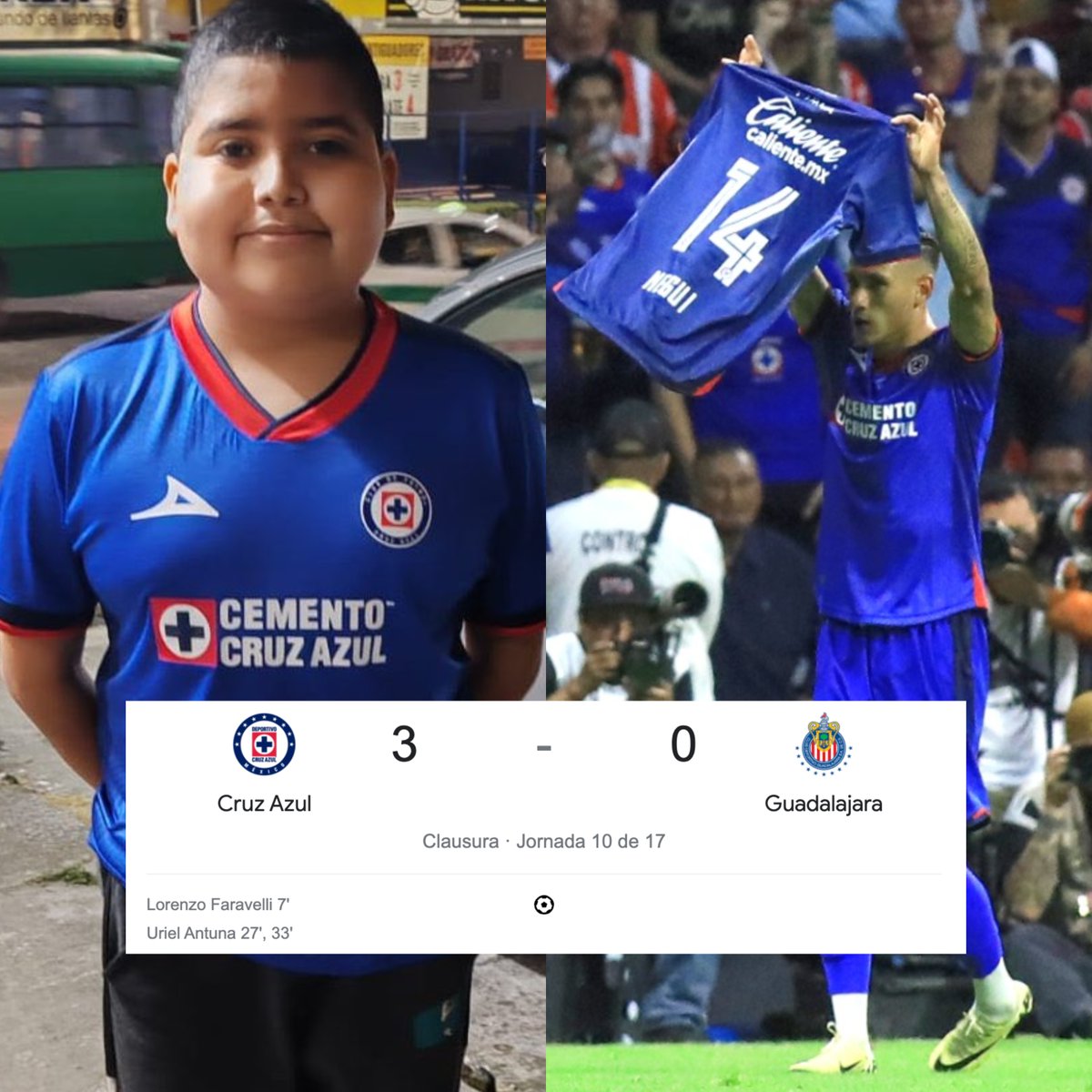 InvictosSomos's tweet photo. José Armando es un niño de 14 años que ha luchado contra la leucemia desde que tiene 5 años.

Luego de más de 120 quimioterapias, y tras 9 años de lucha, sufrió una recaída. Estaba la posibilidad de reiniciar el tratamiento, pero su decisión, por lo doloroso que es el proceso, fue NO hacerlo. 

El pequeño gran guerrero le pidió a su mamá que respetara su postura y, ahora mismo, se encuentra en cuidados paliativos mientras intenta disfrutar al máximo lo que le queda de vida.

José es aficionado del Cruz Azul. Su historia se compartió tanto en redes sociales que llegó hasta el club capitalino. La intención de La Máquina era tenerlo como invitado de honor en el partido contra Chivas. Sin embargo, sus condiciones de salud impidieron que hiciera el viaje a la CDMX.

Negui no pudo asistir al Estadio Azteca, pero sintonizó el partido desde Xalapa, Veracruz. Y su equipo no le falló. Este sábado, Cruz Azul goleó 3-0 a Chivas, y Uriel Antuna, uno de los jugadores más importantes del club de sus amores, le dedicó sus anotaciones. 

Lo de hoy no fue un triunfo cualquiera. 

FUE POR TI Y PARA TI, JOS�� ARMANDO.
