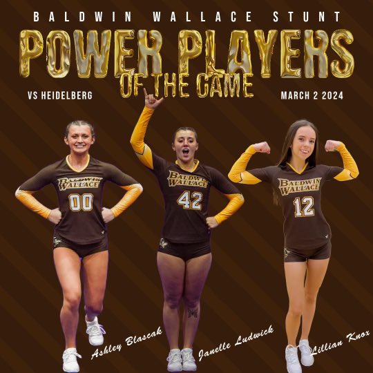 Power Players of the Game 🤩

#BWSTUNT #4QUARTERSSTRONG #Team1 #AwwwJackets #BWgrit #abovetheline #onemore #STUNTthesport #collegeSTUNT  #DIIIATHLETICS