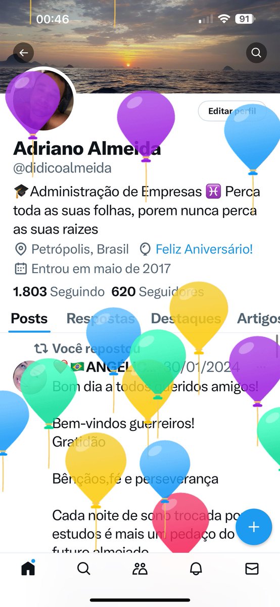 Parabéns para mim, 4.6 muito bem vividos, independente do que pensam e acham vou vivendo a minha vida, quer somar bora, estamos de passagem por aqui, evoluímos e seguimos juntos