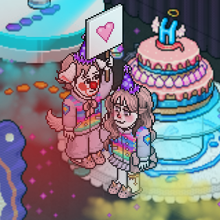 bynabie's tweet image. 🌈 última festinha ฅ^._.^ฅ #Habblet15Anos