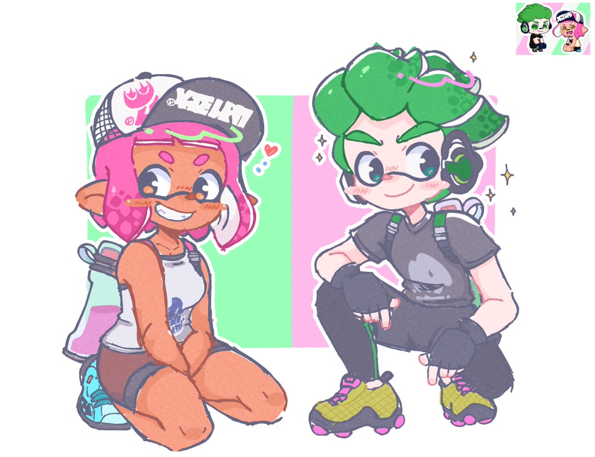 nerdlettt's tweet photo. Redrew the sploon 2 sillies 🦑🩷💚 https://t.co/1GMPuDbstL
