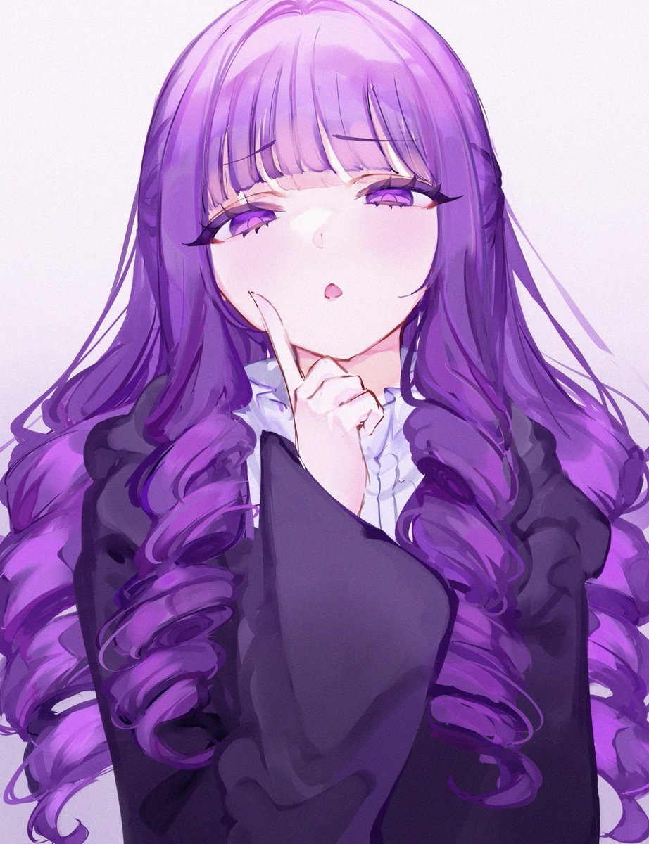fern (sousou no frieren) 1girl solo purple hair purple eyes long hair looking at viewer bangs  illustration images