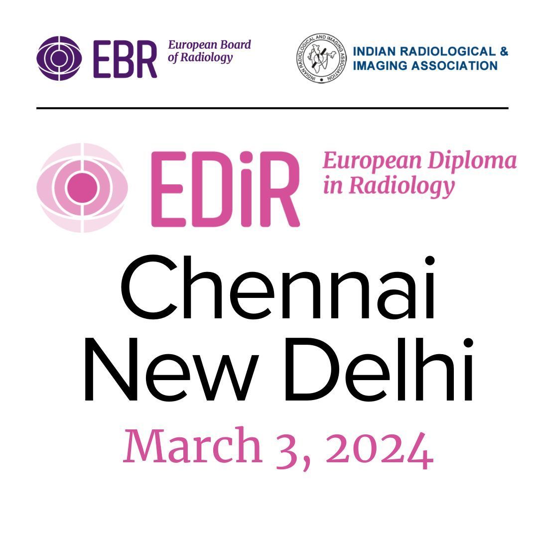 Best wishes to all candidates taking today the #EDiR examination in #NewDelhi and #Chennai. May you all be successful today. Great thanks to #IRIA for their continuos support! #excellence in #radiology