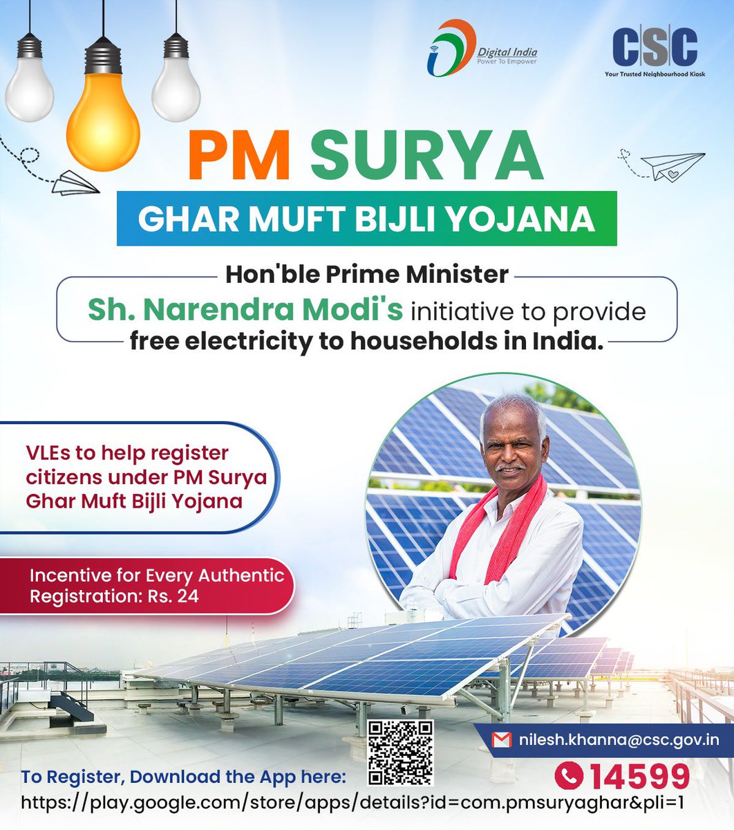 rkmishra011's tweet photo. *PM-Surya Ghar : Open for All VLEs*

Dear VLE,
We have open the platform for all VLEs, now there is no need of whitelisting. Kindly do more and more survey and get attractive incentive.
Kindly put your correct csc I'd and registered mobile number only
@CSCegov_ @CSCUttarPradesh https://t.co/lpDetsKFmT