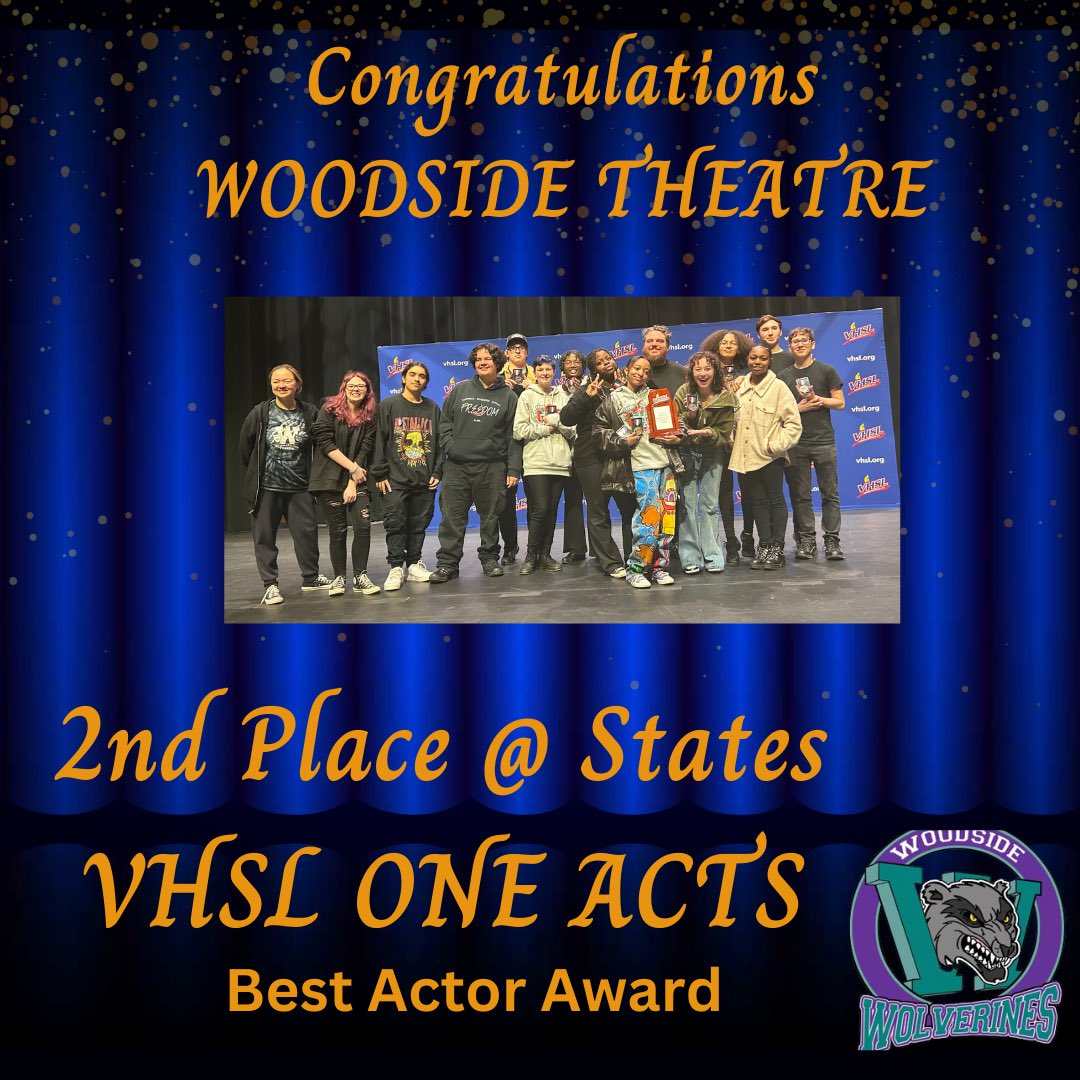NNPSArts's tweet photo. Runner Up Class 5, VA State VHSL Theatre Competition 🏆🏆@NNPSWoodside
We are #NNPSproud of Woodside’s consistent performance advancing to state’s multiple years in a row! Bravo Autumn, for another Best Actor Award.
Theatre IS our sport 🏆 #WsHSMag #NNPSArts
@NNPSDirOfAth https://t.co/MgMeaEsgXg