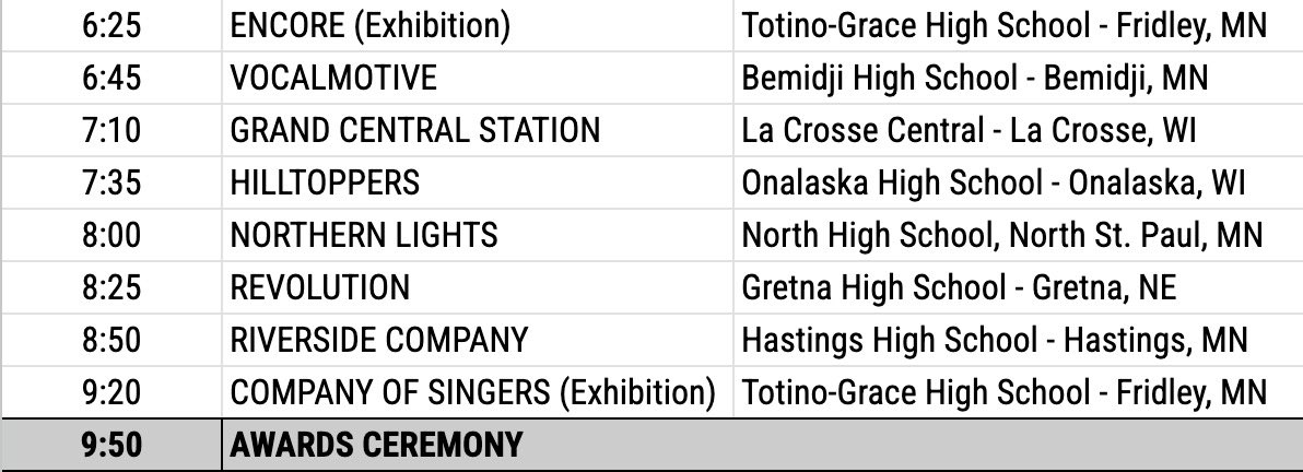 Here is our finals schedule! Please note the time differences from the original schedule!