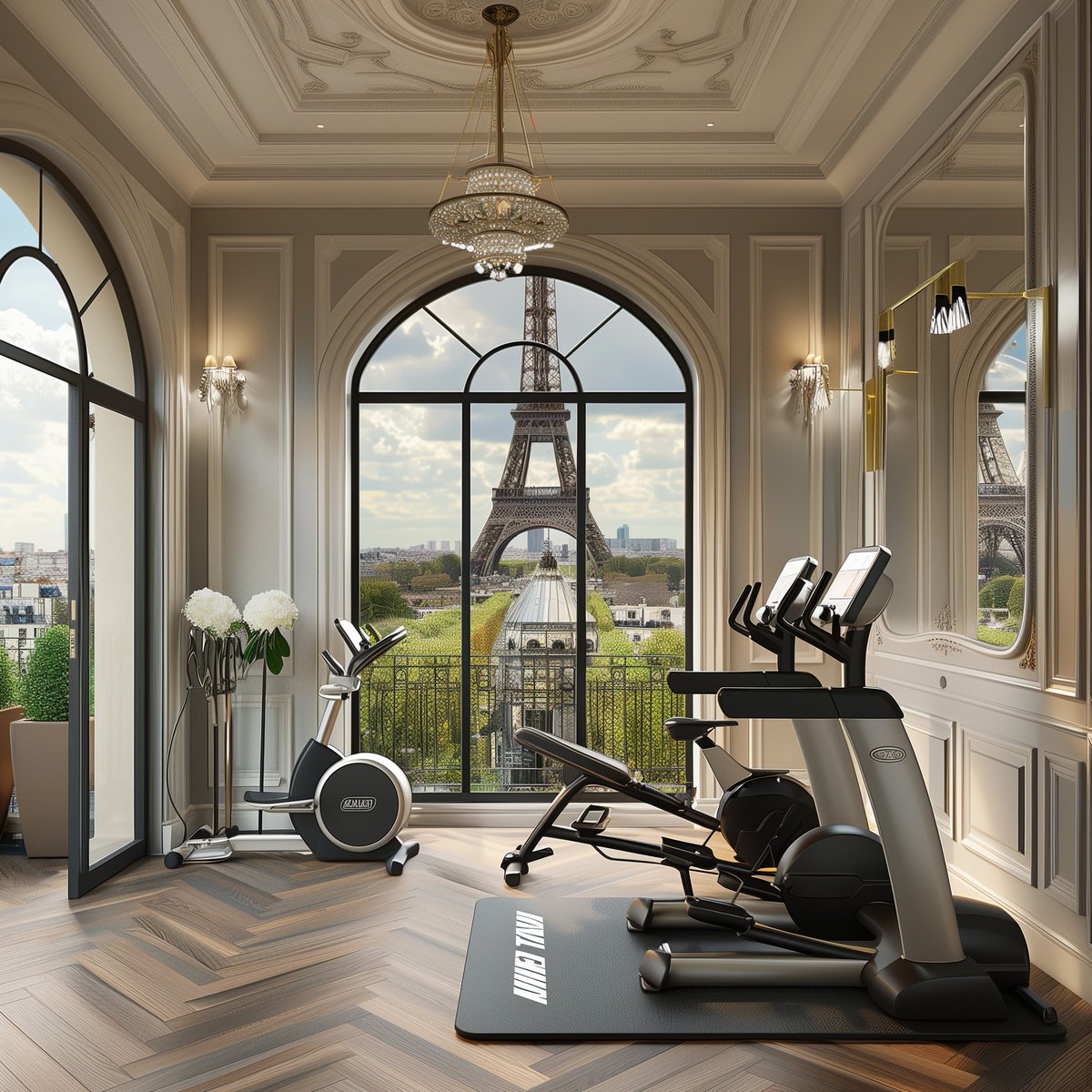 FBD_Agency's tweet image. A View with a Workout
#LuxuryFitnessRoom
#EiffelTowerView
#ClassicalInteriorDesign
#HighEndExerciseEquipment
