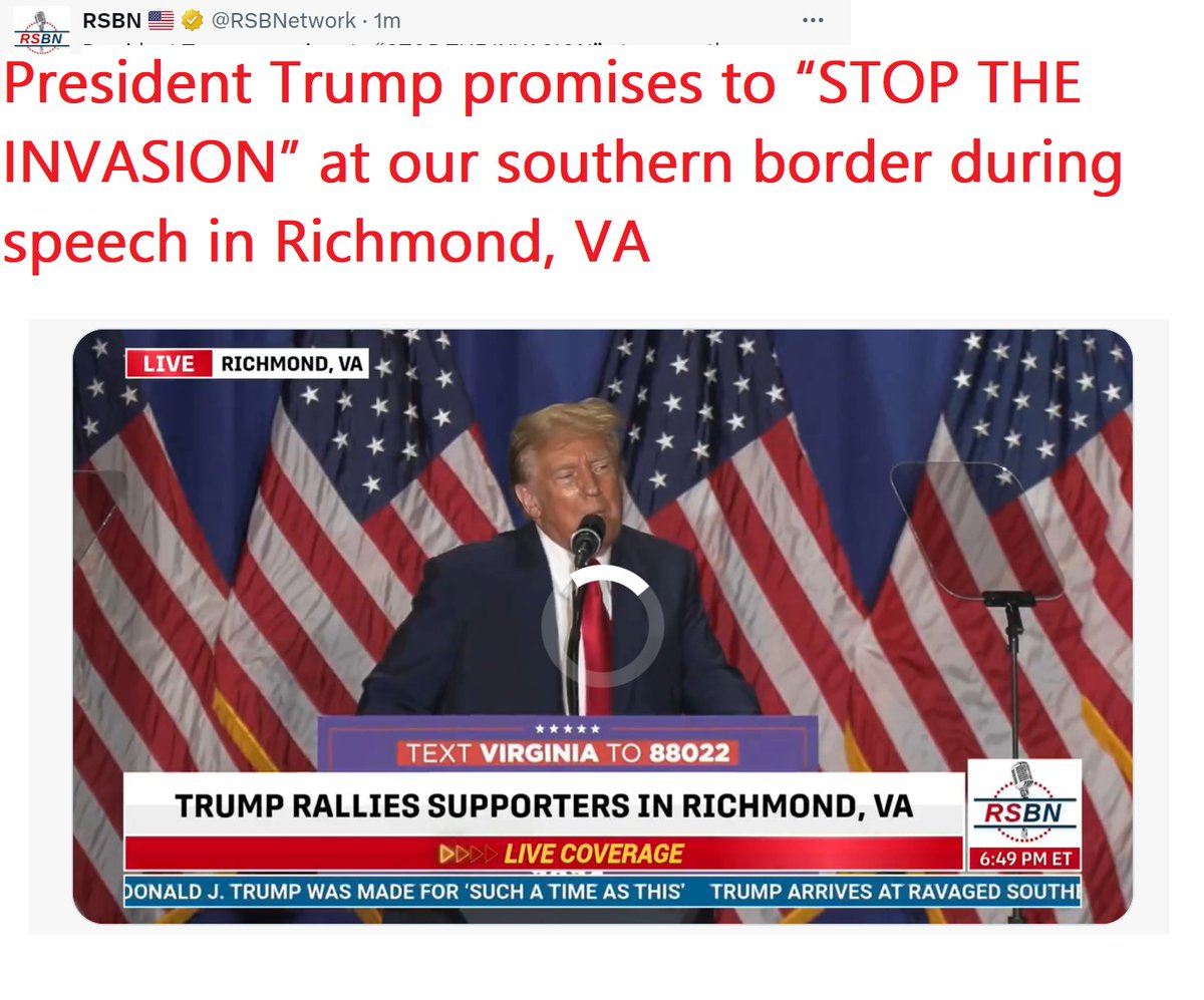 🇺🇸❤️PATRIOT FOLLOW TRAIN❤️🇺🇸 🇺🇸❤️HAPPY SATURDAY EVENING !❤️🇺🇸 🇺🇸❤️DROP YOUR HANDLES ❤️🇺🇸 🇺🇸❤️FOLLOW OTHER PATRIOTS❤️🇺🇸 🔥❤️LIKE & RETWEET IFBAP❤️🔥 🇺🇸❤️PRAY FOR TRUMP❤️🇺🇸 President Trump promises to “STOP THE INVASION” at our southern border during speech in Richmond, VA