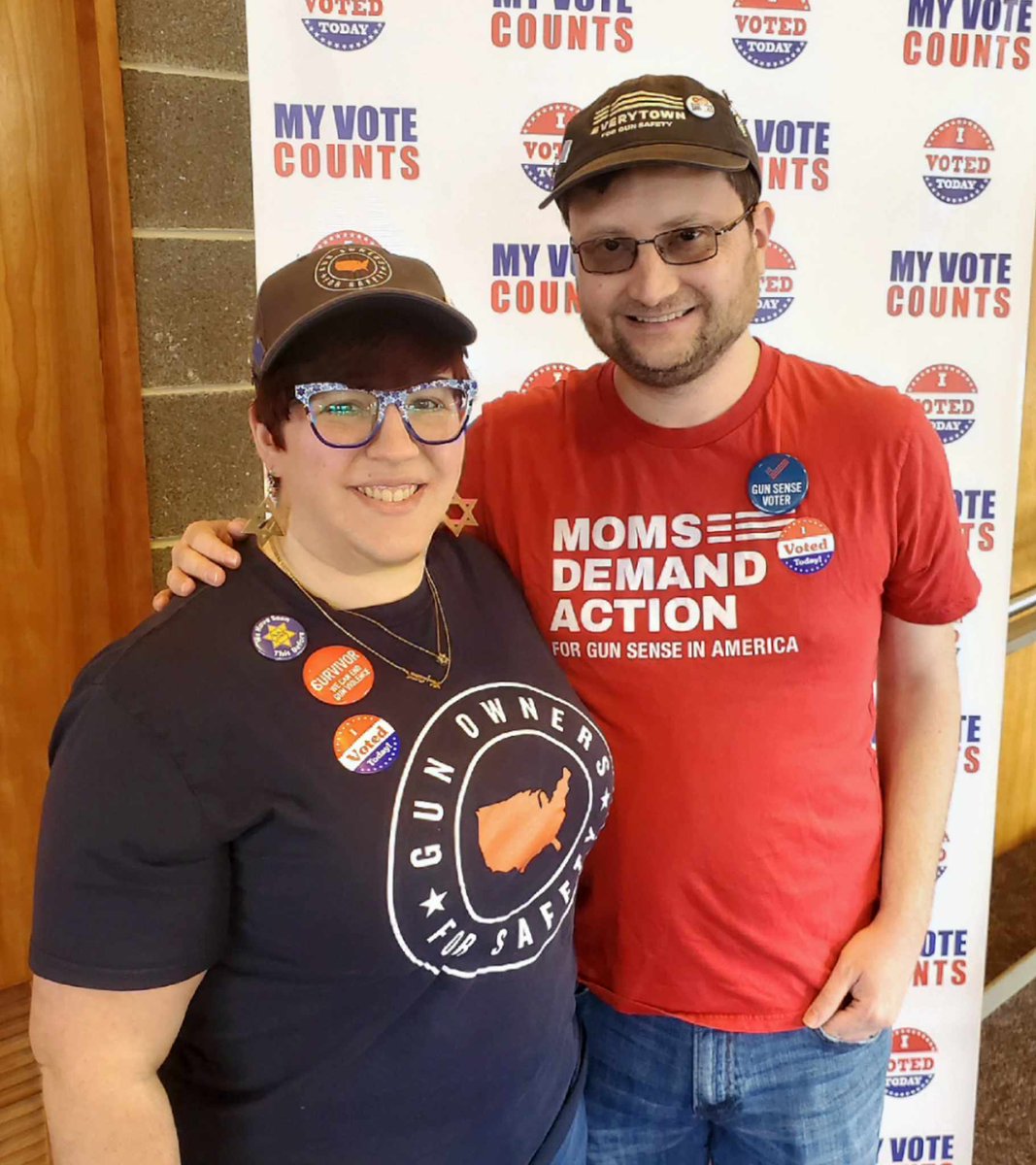 JustCallMeFoxy's tweet photo. We cast our primary ballots for @JoeBiden, whose administration has done the most for the gun violence prevention movement in 30 years 👏 @MomsDemand @GIFFORDS_org #GunOwnersForSafety #WatchUsVote https://t.co/ZsELQ7Evzs