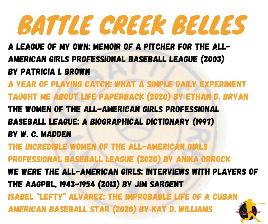 Great reading list from our friends at @IWBC4Me to learn more about the Battles Creek Belles and history of the AAGPBL. #WomensHistoryMonth #ReadBaseball #ALOTO