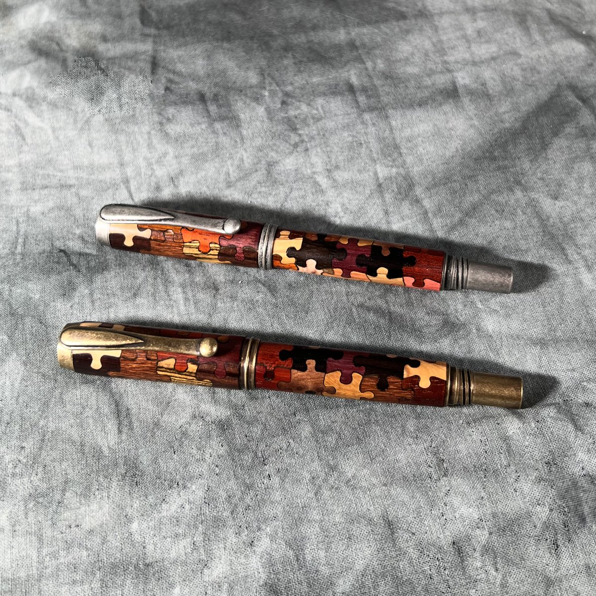 Couple of new 'jigsaw' fountain pens: if you're thinking "wow, that looks like a lot of work!"   
You're right.  :) 
Come check out the Pewter toned one <a href="/613flea/">613flea</a> March 9th.