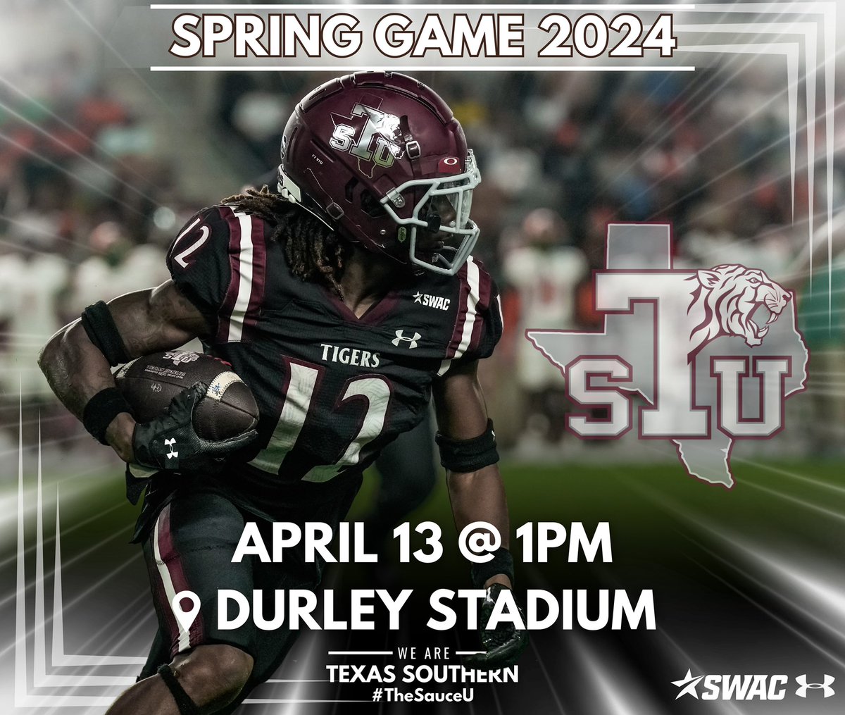 Mark Your Calendar🚨Spring 🏈Game 2024 is April 13th at 1 pm at Durley Stadium📍
#TheSauceU
