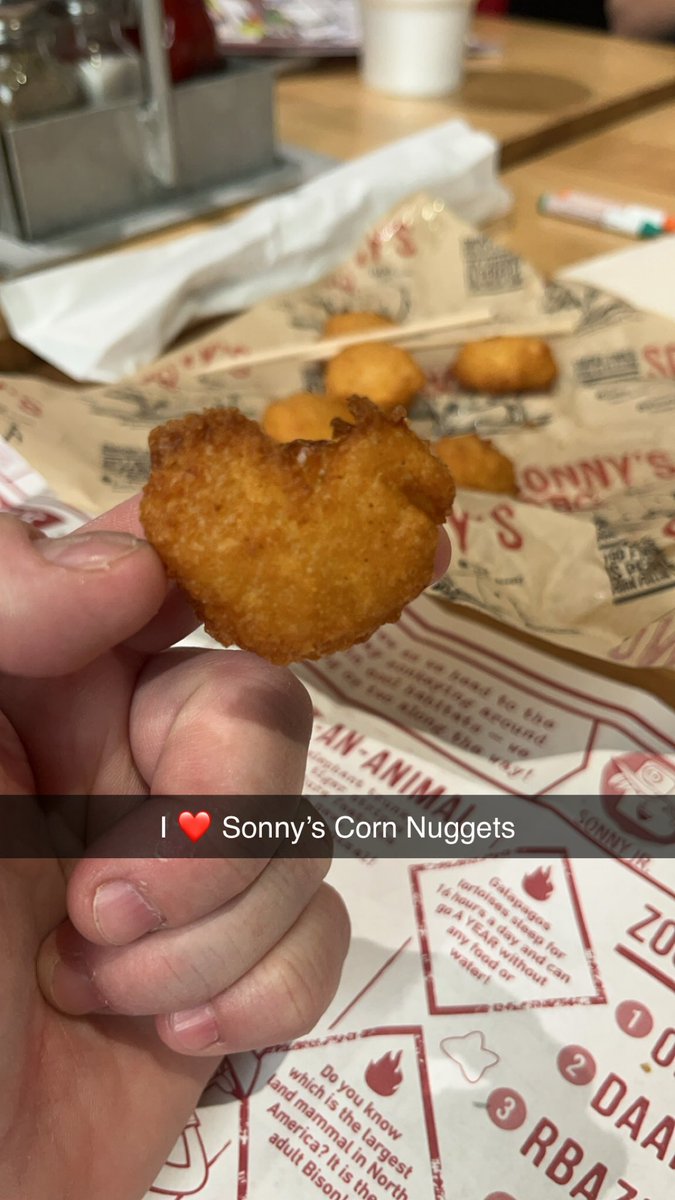 AshleyWeimer919's tweet photo. Hey @SonnysBBQ we love your corn nuggets as much as they love us! ❤️ https://t.co/ER0rwvqdLy