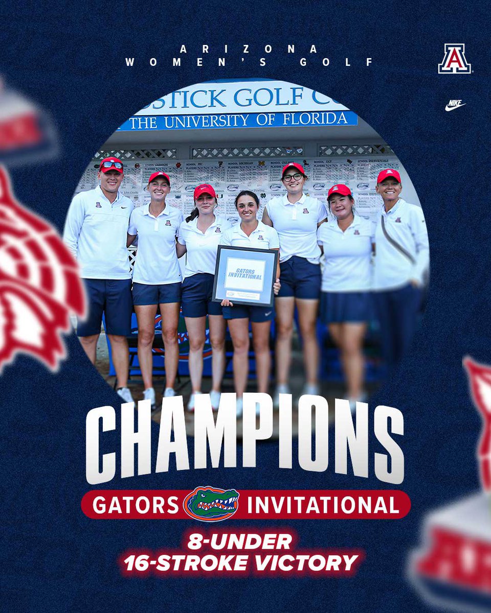 ArizonaWGolf's tweet image. Weekend in Florida ends with 🏆🥇🏅

Team champs by 16 strokes is biggest win since 2020 Wildcat Invitational.

#BearDown