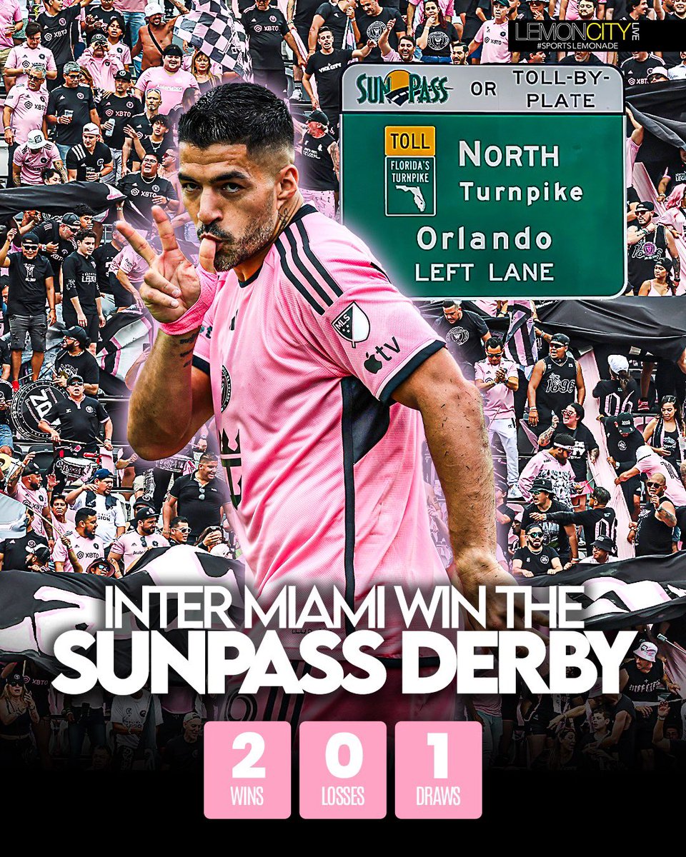 They made it look easy 😎 
#InterMiami win the first #SunPassDerby of 2024, easily dismantling #OrlandoCity 5-0 

#MLS // #PayYourTolls