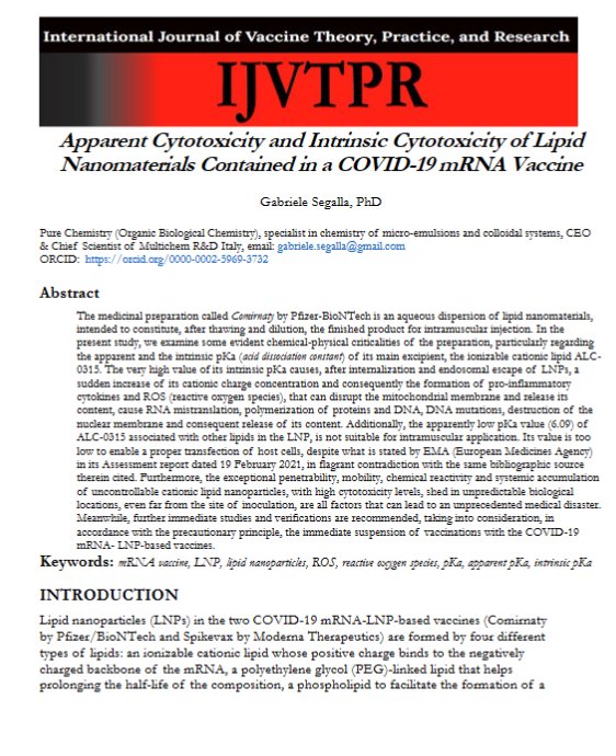 Apparent Cytotoxicity and Intrinsic Cytotoxicity of Lipid Nanomaterials Contained in a COVID-19 mRNA Vaccine

ijvtpr.com/index.php/IJVT…