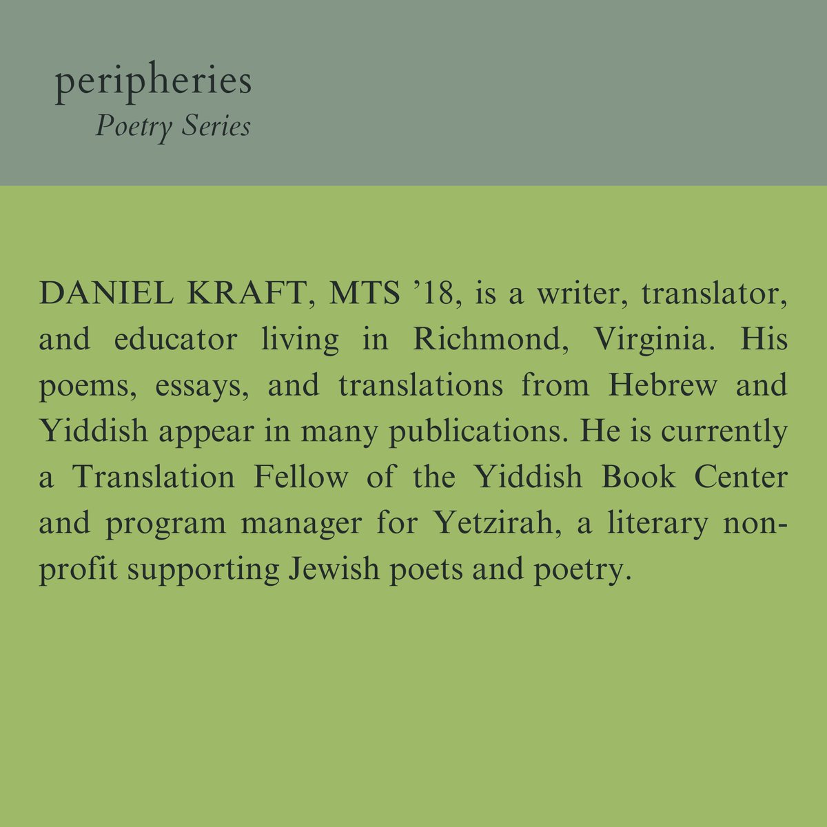 _peripheries's tweet image. Poetry readers &amp;amp; translators of all experience levels are welcome at this discussion &amp;amp; workshop on the craft of poetry translation w/ Daniel Kraft (MTS '18) this Tuesday, March 5 from 5:30-7:00pm. No foreign language background required! Register here: harvard.az1.qualtrics.com/jfe/form/SV_9S….