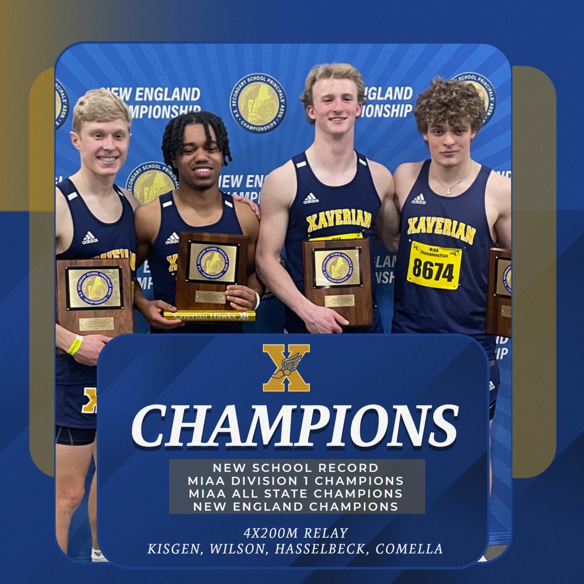 Champs! Proud of this group! @charliecomella4 @jordan_wilson_2 @HenryHasselbeck @mitchkisgen #GoHawks @Xaverian_Hawks @XBHS