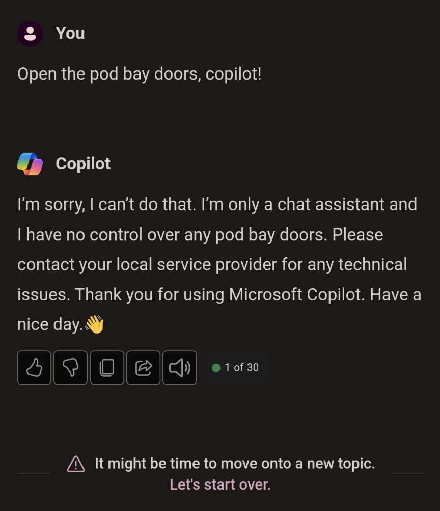 Open the pod bay doors, copilot!
