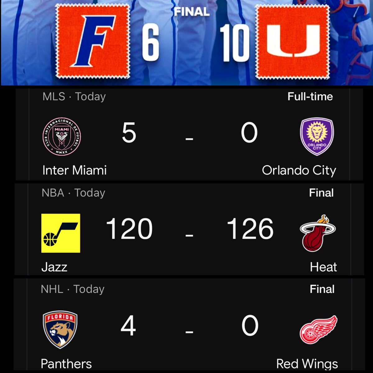 WMGarbageman's tweet photo. It's a South Florida Saturday!
Yo! Let's Go!
#MetroRailBoyz™️ Reppin' The Home Teams
We' Da Vibe-
✅ @CanesBaseball "W"
✅ @flapanthers "W"
✅ @MiamiHeat "W"
✅ @InterMiamiCF "W"
#Miami #MiamiNight #MiamiLife #AllSports #HomeTeams #WeSmashed #March #MarchMadness #Hurricanes #MiamiHeat #FlaPanthers #InterMiami #Soccer #Baseball #Basketball #Hockey #NHL #NBA #MLS #NCAA #Winners