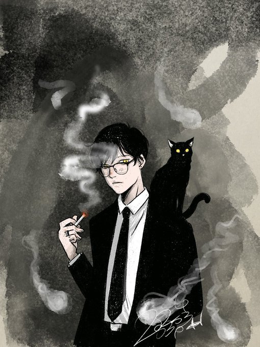「black cat glasses」 illustration images(Latest)