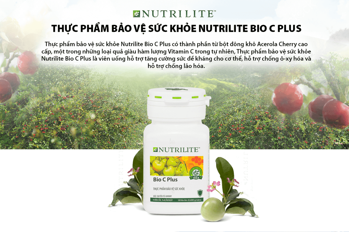 Thực phẩm bảo vệ sức khỏe Nutrilite Bio C Plus 

Có thành phần từ bột đông khô Acerola Cherry cao cấp, một trong những loại quả giàu hàm lượng Vitamin C trong tự nhiên, 
Thực phẩm bảo vệ sức khỏe Nutrilite Bio C Plus là viên uống hỗ trợ tăng cường sức…
