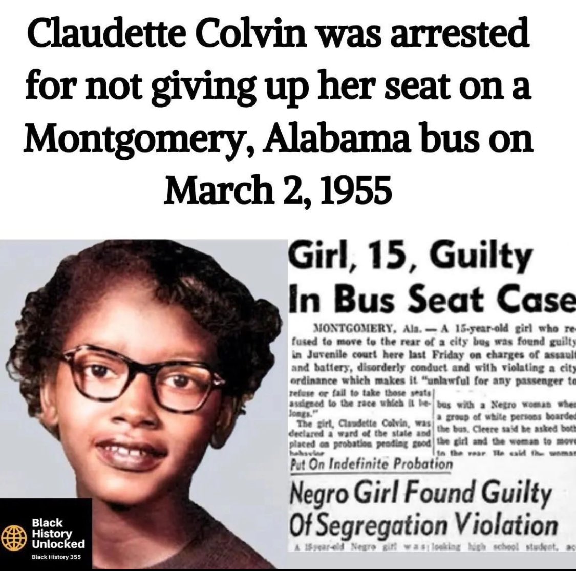 9 months BEFORE #RosaParks there was…
ELDER CLAUDETTE COLVIN! ✊🏽 on this day we salute you ✨ 👸🏿 #ClaudetteColvin