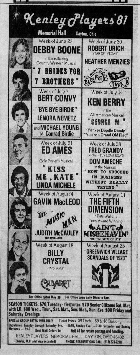 It's 1981 and you can only afford to attend one performance. Which show do youchoose?