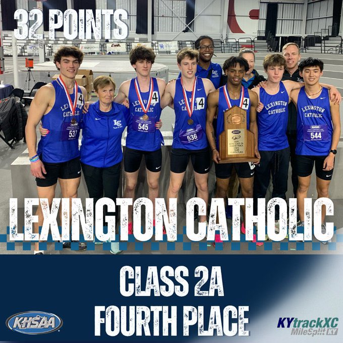 LexCath_Track's tweet image. Class 2A Boys 4th Place 🏆 - Lexington Catholic