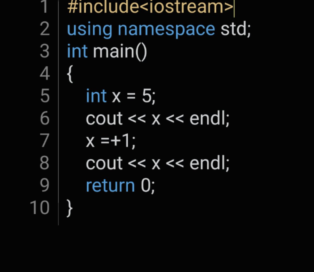 CardioLeo's tweet image. Also, I encountered a weird C puzzler- as they say in #CodersAtWork, no one would write a book of C code puzzlers bc the whole language is full of puzzlers

The first photo is what the book said about &quot;x =+1;&quot; in C

The rest are the results I got using this #Cxxdroid C++ compiler