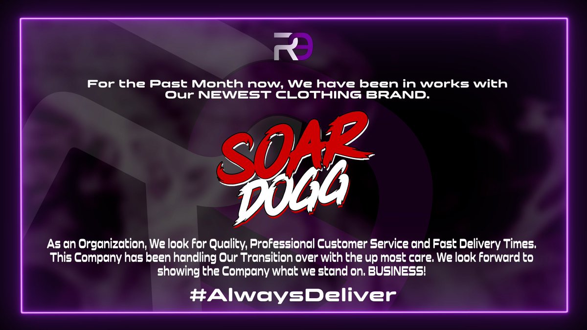 > >  N E W  O R G  P A R T N E R S H I P  . . .

With Our Upmost Gratitude, Lets get to work!

SHOP LINK: soardogg.com/marketplace/te…

#AlwaysDeliver || <a href="/SoarDogg/">SoarDogg Apparel</a> <a href="/DrinkFreshenUp/">Freshen Up Energy</a>