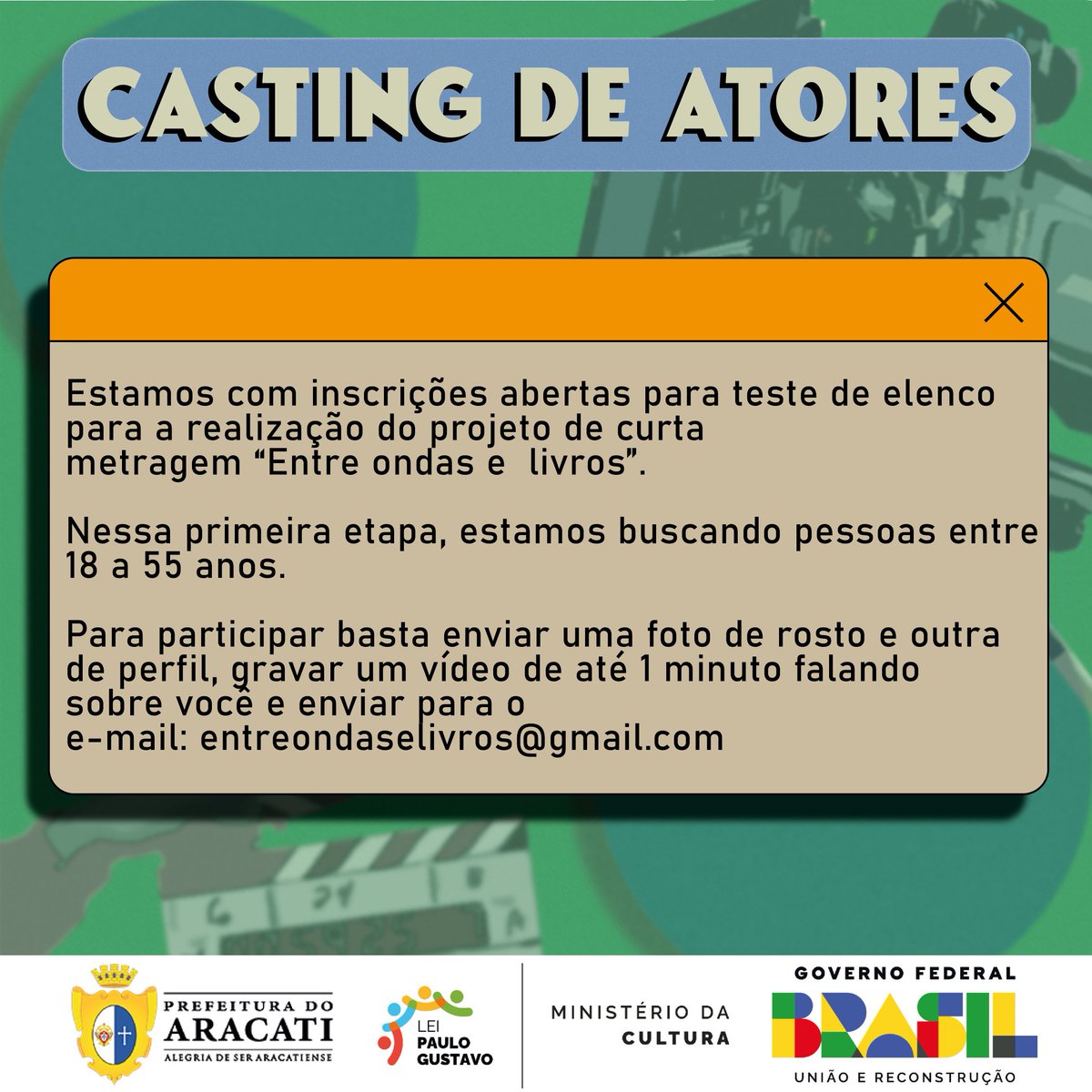 davifelix_'s tweet photo. Casting para um curta metragem. É um job remunerado. Quem se interessar. Só falar ou mandar um email para entreondaselivros@gmail.com https://t.co/5rtoBN8WdI